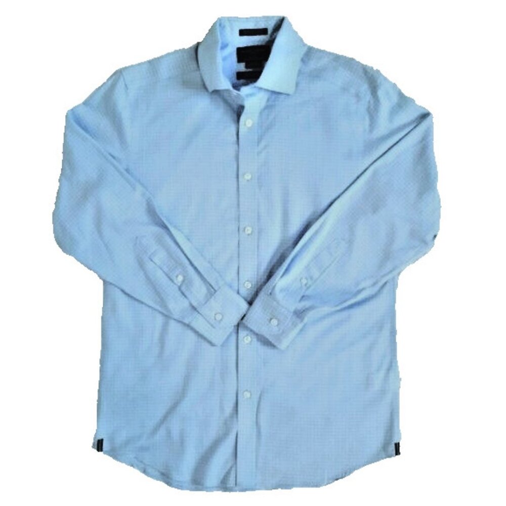 MEN'S BLACK BROWN 1826 FITTED NON IRON DRESS SHIRT SIZE 15